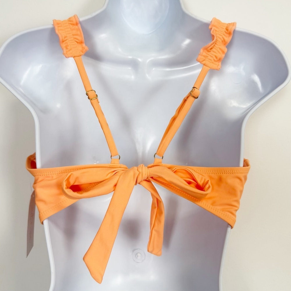 Salt + Cove Bikini Top Juniors Size XL Orange Ruffle Swim Tie Back NWT - Picture 2 of 8